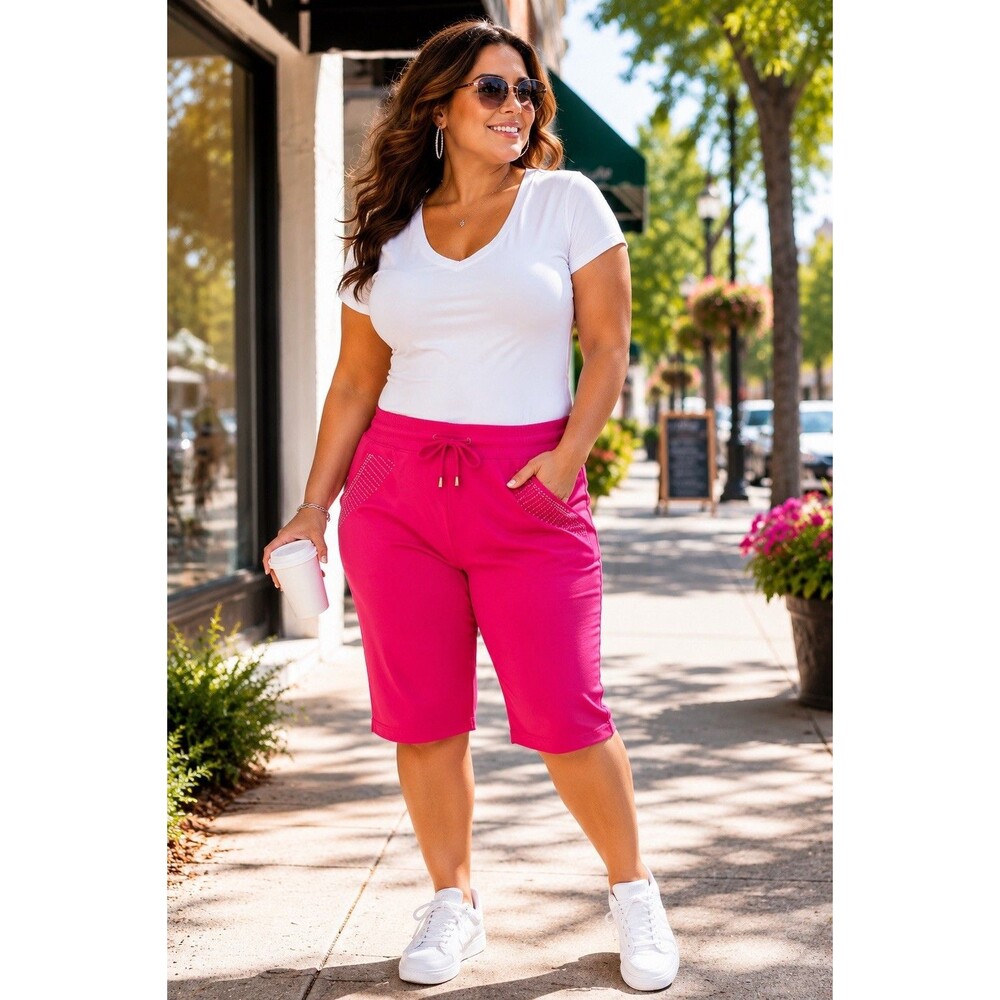NYL New York Laundry Pink Rhinestone Capri Lounge Pants 2X NWT Plus Size Active